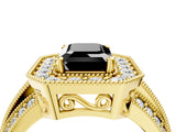 Yellow gold Fancy Black Emerald Cut Halo Diamond Engagement Ring with Pave Split Shank and Four-Prong Setting_4