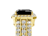 Yellow gold Fancy Black Emerald Cut Halo Diamond Ring with Split Shank and Four-Prong Setting_5