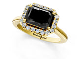 Yellow gold Fancy Black Emerald Cut Halo Round Diamond Solitaire Engagement Ring with Pave Band and Four-Prong Setting_13
