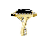 Yellow gold Fancy Black Emerald Cut Halo Twist Band with Four-Prong Setting_17