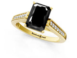 Yellow gold Fancy Black Emerald Cut Solitaire Cathedral Diamond Engagement Ring with Channel-Set Band and Four-Prong Setting_4