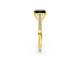Yellow gold Fancy Black Emerald Cut Solitaire Cathedral Diamond Engagement Ring with Channel-Set Band and Four-Prong Setting_5