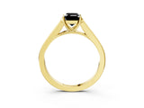 Yellow gold Fancy Black Emerald Cut Solitaire Cathedral Diamond Engagement Ring with Channel-Set Band and Four-Prong Setting_6