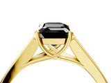 Yellow gold Fancy Black Emerald Cut Solitaire Cathedral Diamond Engagement Ring with Channel-Set Band and Four-Prong Setting_7