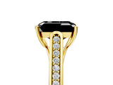 Yellow gold Fancy Black Emerald Cut Solitaire Cathedral Diamond Engagement Ring with Channel-Set Band and Four-Prong Setting_8