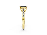 Yellow gold Fancy Black Emerald Cut Solitaire Diamond Engagement Ring with Pavé Band and Six-Prong Setting_14
