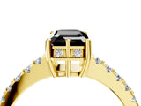 Yellow gold Fancy Black Emerald Cut Solitaire Diamond Engagement Ring with Pavé Band and Six-Prong Setting_16