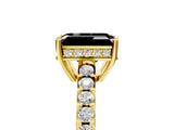 Yellow gold Fancy Black Emerald Cut Solitaire Diamond Engagement Ring with Pavé Band and Six-Prong Setting_17