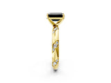 Yellow gold Fancy Black Emerald Cut Solitaire Diamond Engagement Ring with Twisted Pave Band and Four-Prong Setting_5