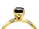 Yellow gold Fancy Black Emerald Cut Solitaire Diamond Engagement Ring with Twisted Pave Band and Four-Prong Setting_7