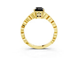 Yellow gold Fancy Black Emerald Cut Solitaire Diamond Ring with Infinity Twist Band and Four-Prong Setting_3