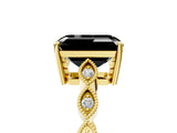 Yellow gold Fancy Black Emerald Cut Solitaire Diamond Ring with Infinity Twist Band and Four-Prong Setting_5