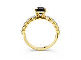 Yellow gold Fancy Black Emerald Cut Solitaire Diamond Ring with Pave Band and Four-Prong Setting_3