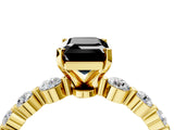 Yellow gold Fancy Black Emerald Cut Solitaire Diamond Ring with Pave Band and Four-Prong Setting_4