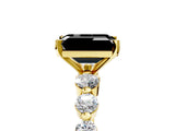 Yellow gold Fancy Black Emerald Cut Solitaire Diamond Ring with Pave Band and Four-Prong Setting_5