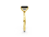 Yellow gold Fancy Black Emerald Cut Solitaire Diamond Ring with Prong Setting and Plain Band_2