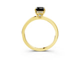 Yellow gold Fancy Black Emerald Cut Solitaire Diamond Ring with Prong Setting and Plain Band_3