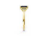 Yellow gold Fancy Black Emerald Cut Solitaire Diamond Ring with Six-Prong Setting and Classic Band_14