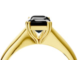 Yellow gold Fancy Black Emerald Cut Solitaire Diamond Ring with Six-Prong Setting and Classic Band_16
