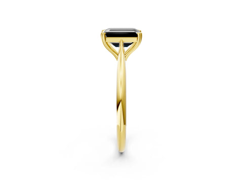 Yellow gold Fancy Black Emerald Cut Solitaire Diamond Ring with Six-Prong Setting and Classic Band_2