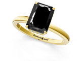 Yellow gold Fancy Black Emerald Cut Solitaire Engagement Ring with Cathedral Band and Four-Prong Setting_1
