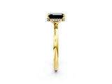 Yellow gold Fancy Black Emerald Cut Solitaire Engagement Ring with Cathedral Band and Four-Prong Setting_2