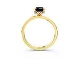 Yellow gold Fancy Black Emerald Cut Solitaire Engagement Ring with Cathedral Band and Four-Prong Setting_3