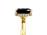 Yellow gold Fancy Black Emerald Cut Solitaire Engagement Ring with Cathedral Band and Four-Prong Setting_5