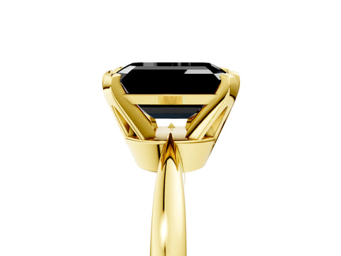 Yellow gold Fancy Black Emerald Cut Solitaire Engagement Ring with Six-Prong Setting and Tapered Band_5