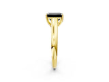 Yellow gold Fancy Black Emerald Cut Solitaire Engagement Ring with Tapered Band and Four-Prong Setting_5