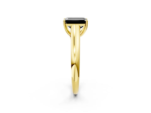 Yellow gold Fancy Black Emerald Cut Solitaire Engagement Ring with Tapered Band and Four-Prong Setting_5