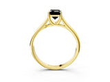 Yellow gold Fancy Black Emerald Cut Solitaire Engagement Ring with Tapered Band and Four-Prong Setting_6