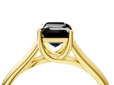Yellow gold Fancy Black Emerald Cut Solitaire Engagement Ring with Tapered Band and Four-Prong Setting_7