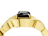 Yellow gold Fancy Black Emerald Cut Solitaire Intertwined Band Prong Setting Ring_4