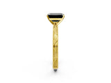 Yellow gold Fancy Black Emerald Cut Solitaire Milgrain Engraved Band with Four-Prong Setting_2