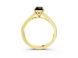 Yellow gold Fancy Black Emerald Cut Solitaire Pavé Band with Four-Prong Setting_3