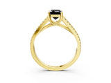 Yellow gold Fancy Black Emerald Cut Solitaire Split Shank Pavé Diamond Engagement Ring_3