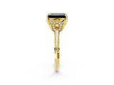 Yellow gold Fancy Black Emerald Cut Solitaire Split Shank Pave Diamond Engagement Ring with Four-Prong Setting_26