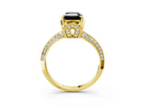 Yellow gold Fancy Black Emerald Cut Solitaire Split Shank Pave Diamond Engagement Ring with Four-Prong Setting_27