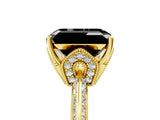 Yellow gold Fancy Black Emerald Cut Solitaire Split Shank Pave Diamond Engagement Ring with Four-Prong Setting_5