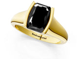 Yellow gold Fancy Black Emerald Cut Solitaire Tension Set Diamond Ring with Split Shank Band_1