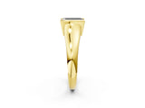 Yellow gold Fancy Black Emerald Cut Solitaire Tension Set Diamond Ring with Split Shank Band_2