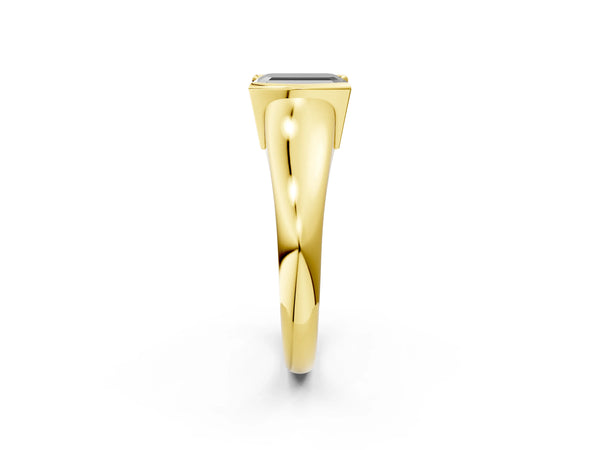 Yellow Gold Emerald Cut Tension Style Solitaire Engagement Ring Setting for Black Center