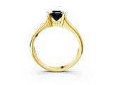 Yellow gold Fancy Black Emerald Cut Solitaire Tension Set Diamond Ring with Split Shank Band_3