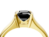 Yellow gold Fancy Black Emerald Cut Solitaire Tension Set Diamond Ring with Split Shank Band_4