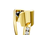 Yellow gold Fancy Black Emerald Cut Solitaire Tension-Set Diamond Split Shank Ring_5
