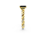 Yellow gold Fancy Black Emerald Cut Solitaire Twisted Band with Pavé Accents and Four-Prong Setting_2