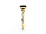Yellow gold Fancy Black Emerald Cut Solitaire Twisted Pave Band with Four-Prong Setting_5