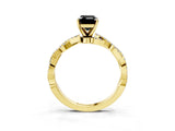 Yellow gold Fancy Black Emerald Cut Solitaire Twisted Pave Band with Four-Prong Setting_6