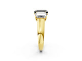 Yellow gold Fancy Black Emerald Cut Three-Stone Diamond Ring with Prong Setting on a Classic Band_14